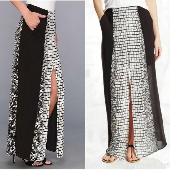 BCBG MAXAZRIA Croc Animal Print Slit Maxi Skirt - Picture 1 of 15